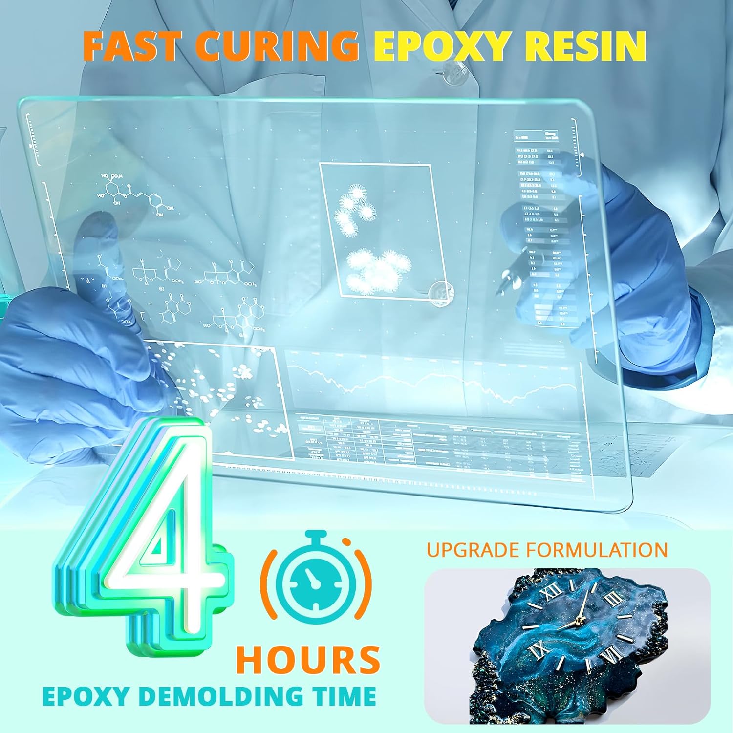 KHKD Fast Cure Epoxy Resin – 4 Hour Demold, Upgrade Formula, Fast Curing, Ideal for Professional Art and Craft Project